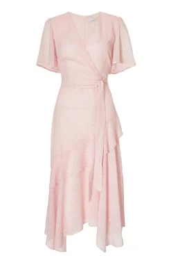Quiz Pale Pink Textured Chiffon Midi Dress Online