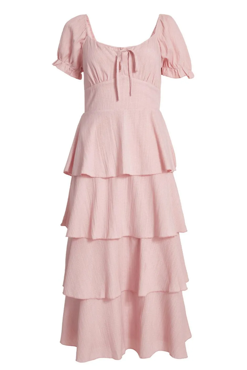Quiz Pale Pink Tiered Midi Dress Discount
