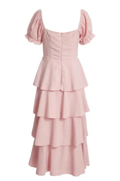 Quiz Pale Pink Tiered Midi Dress Discount