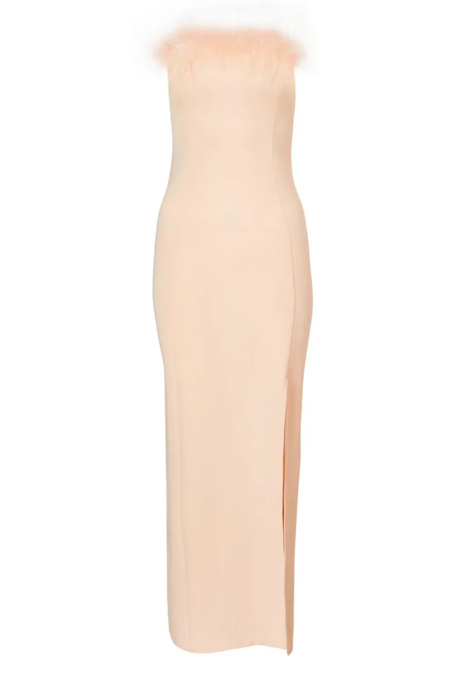 Quiz Feather Trim Midaxi Dress Peach Best