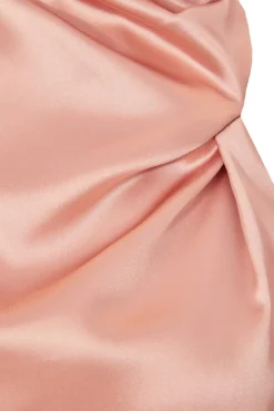 Quiz Satin Asymmetric Playsuit Peach Online