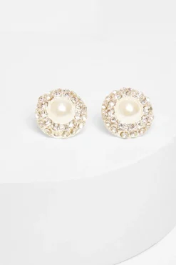 Quiz Pearl Diamante Circle Stud Earring Best