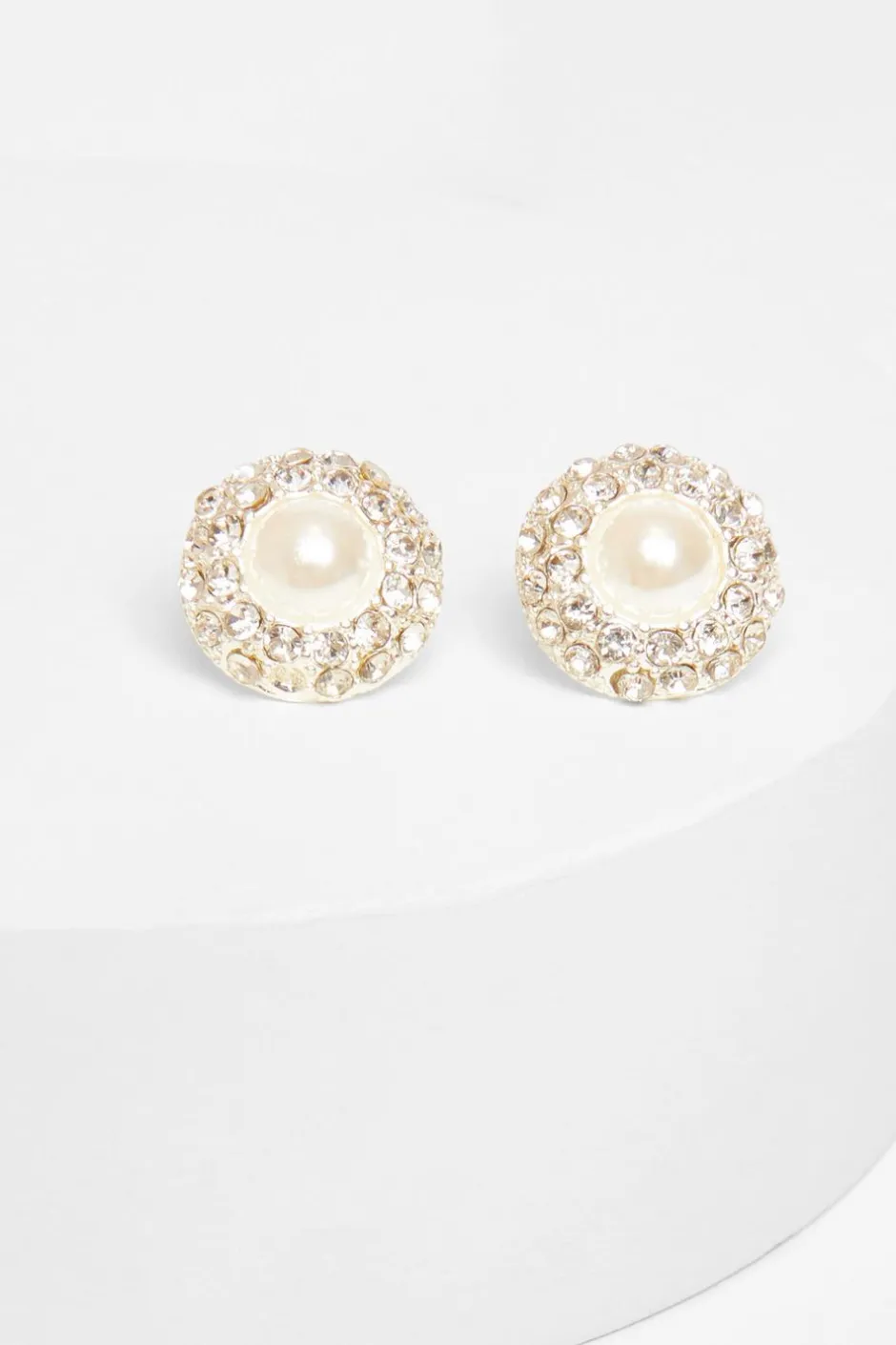 Quiz Pearl Diamante Circle Stud Earring Best