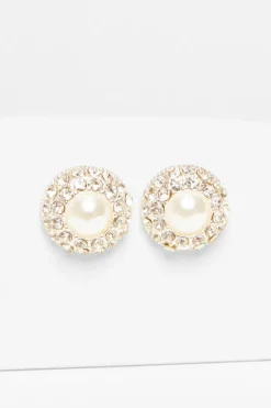 Quiz Pearl Diamante Circle Stud Earring Best