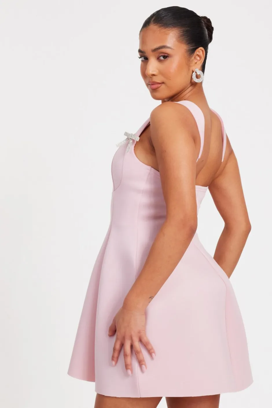 Quiz Petite Baby Pink A-Line Mini Dress Discount