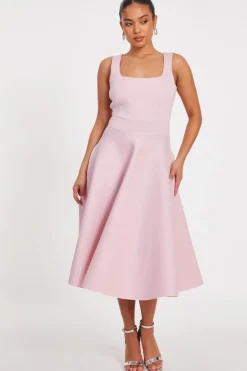 Quiz Petite Baby Pink A-Line Midi Dress Best