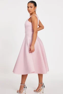 Quiz Petite Baby Pink A-Line Midi Dress Best