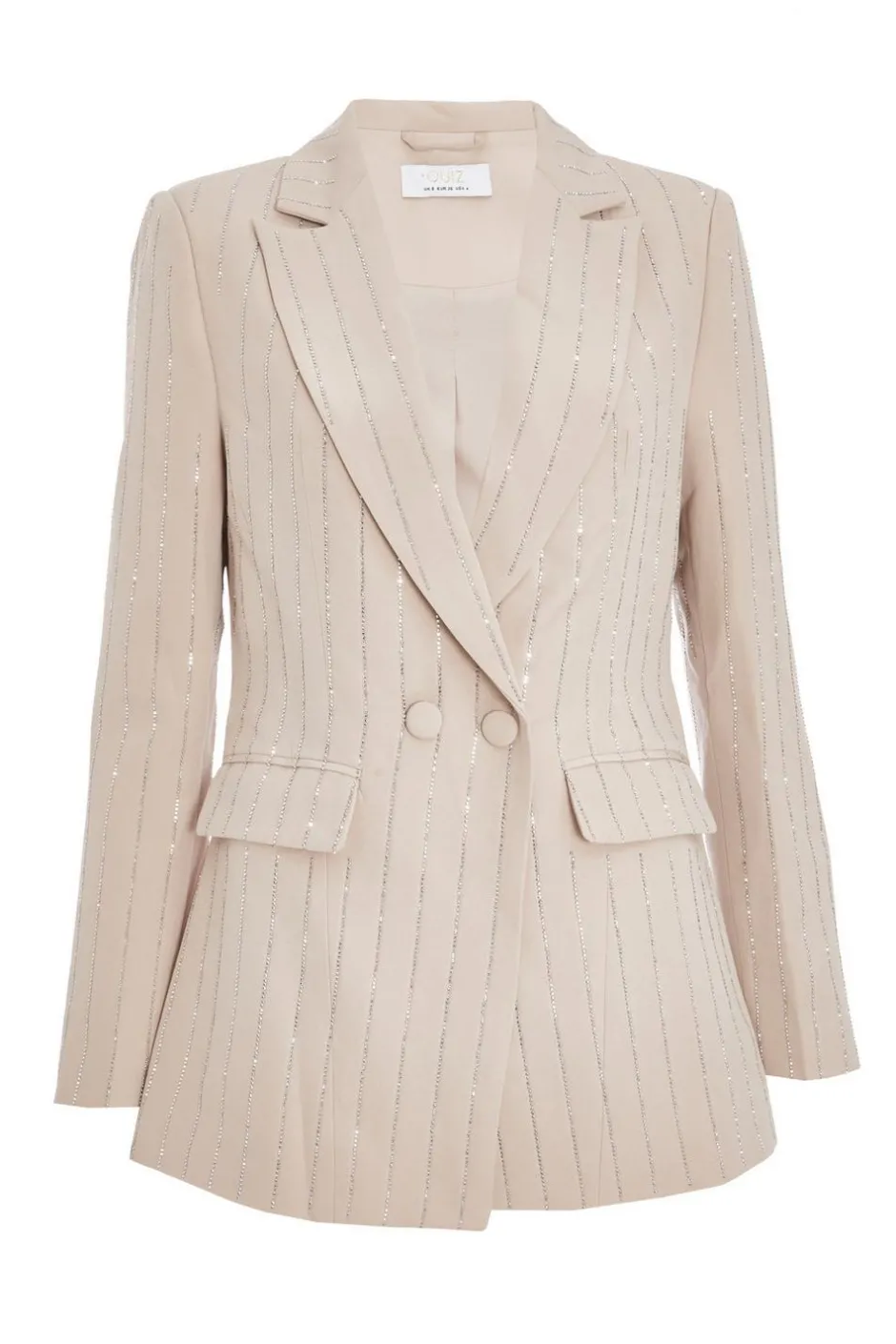 Quiz Petite Beige Embellished Blazer Hot