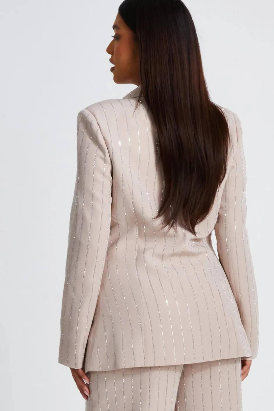 Quiz Petite Beige Embellished Blazer Hot
