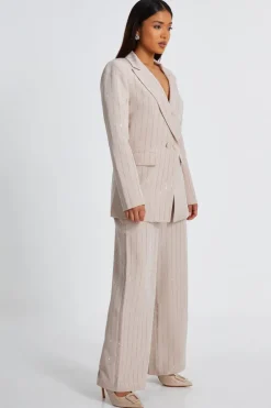Quiz Petite Beige Embellished Blazer Hot
