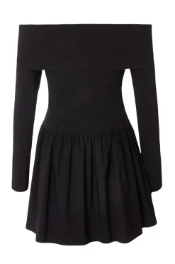 Quiz Petite Black Bardot Skater Dress Outlet