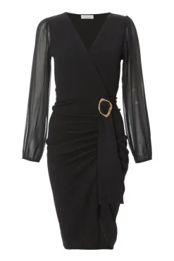 Quiz Petite Black Buckle Midi Dress Clearance
