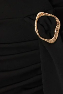 Quiz Petite Black Buckle Midi Dress Clearance