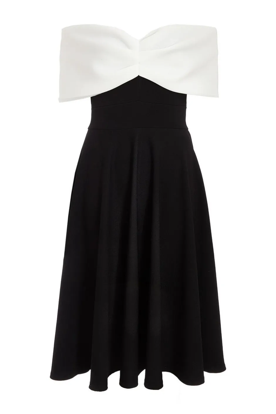 Quiz Petite Black Contrast Bardot Midi Dress