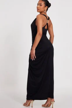 Quiz Petite Black Cowl Neck Midaxi Dress Online