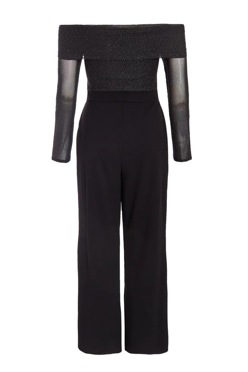 Quiz Petite Black Glitter Mesh Jumpsuit Sale