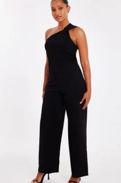 Quiz Petite Black Knot Detail Jumpsuit New