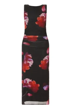 Quiz Petite Black Mesh Floral Midaxi Dress New