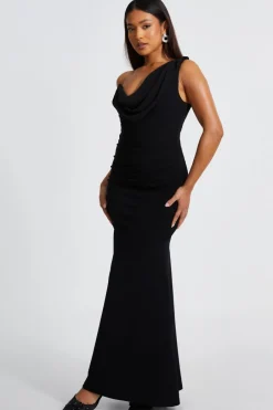 Quiz Petite Black One Shoulder Maxi Dress Discount