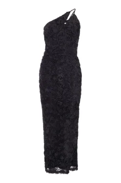 Quiz Petite One Shoulder Floral Maxi Dress Black Clearance