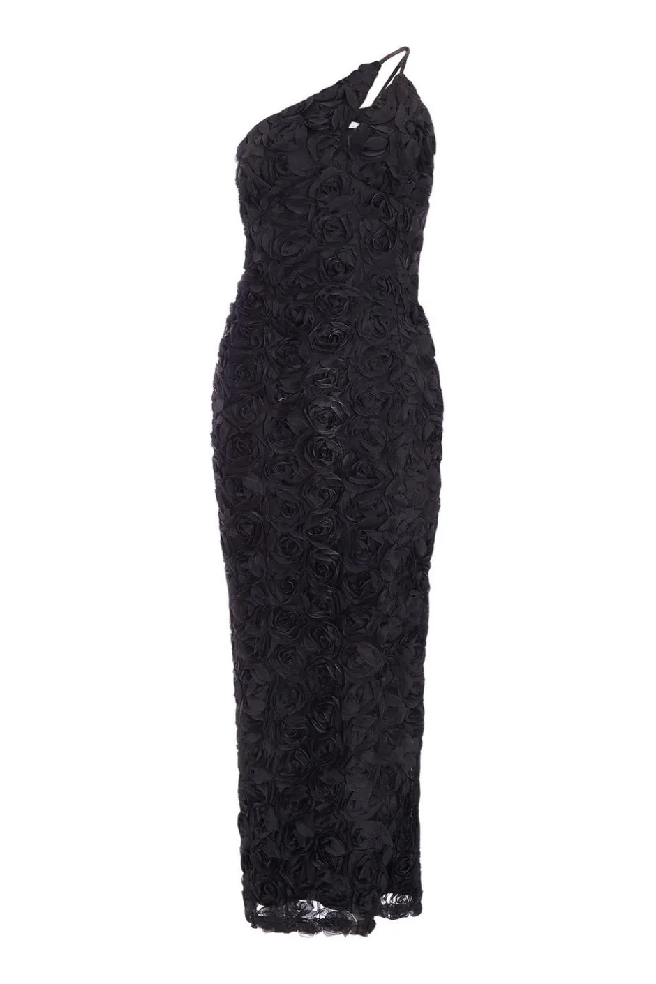 Quiz Petite One Shoulder Floral Maxi Dress Black Clearance