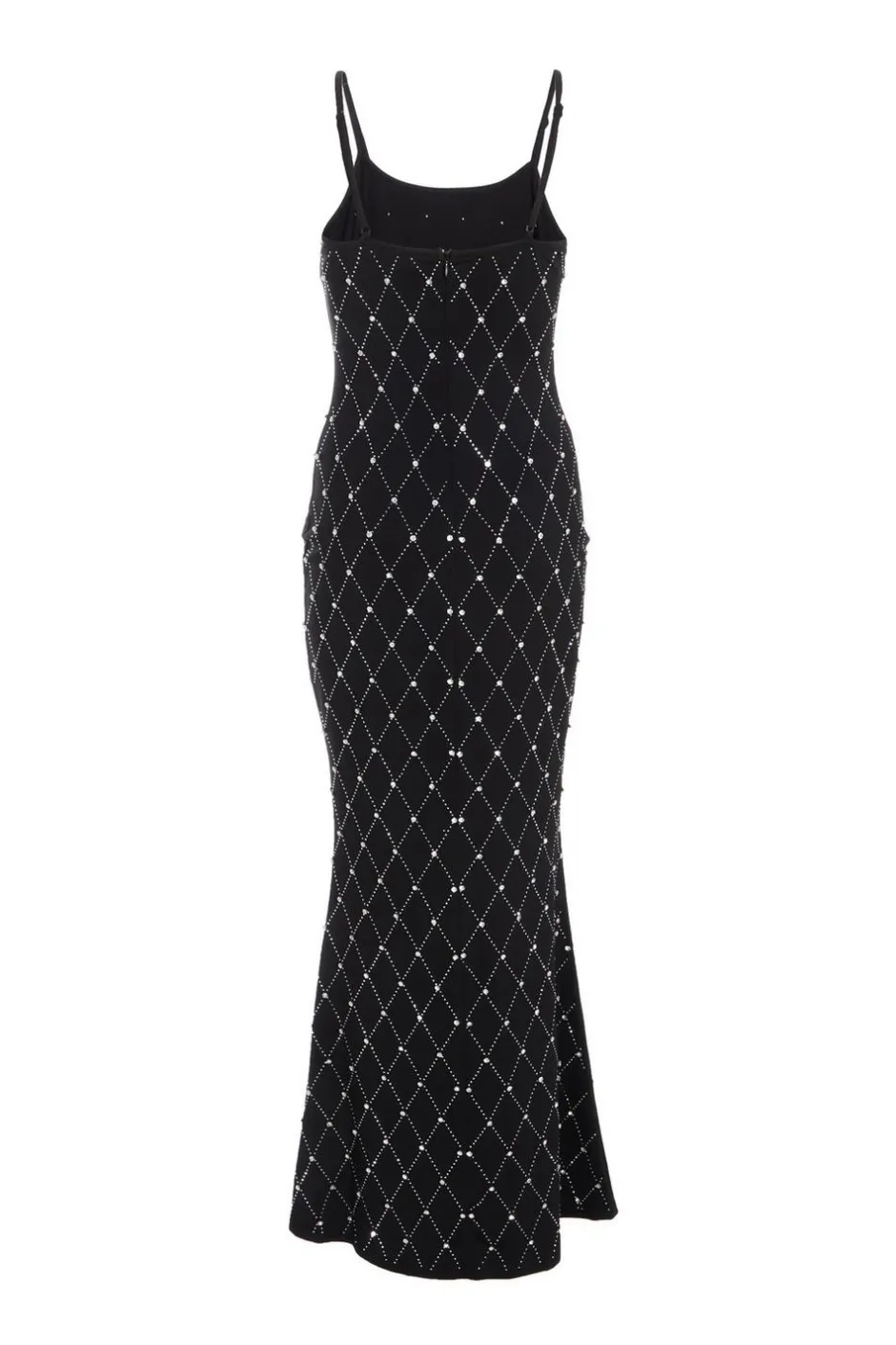 Quiz Petite Black Rhinestone Square Neck Maxi Dress
