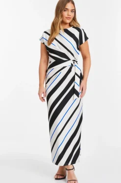 Quiz Petite Black Stripe Tie Belt Midaxi Dress Best