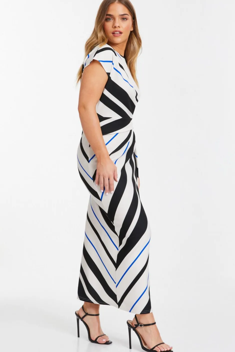 Quiz Petite Black Stripe Tie Belt Midaxi Dress Best