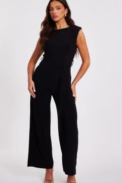 Quiz Petite Black Tie Waist Jumpsuit