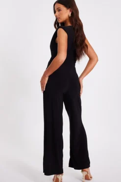 Quiz Petite Black Tie Waist Jumpsuit