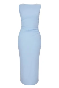 Quiz Petite Blue Bow Back Midaxi Dress Outlet