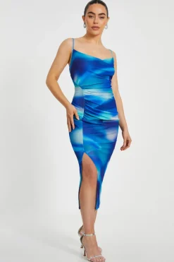 Quiz Petite Blue Cowl Neck Midi Dress Best
