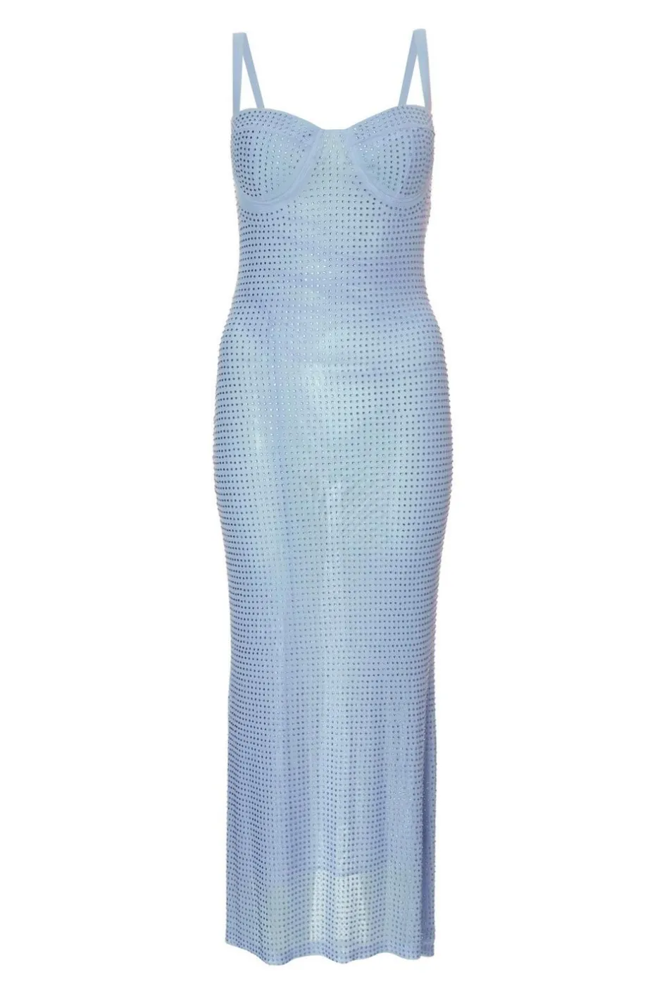 Quiz Petite Diamante Maxi Dress Blue Hot
