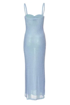 Quiz Petite Diamante Maxi Dress Blue Hot