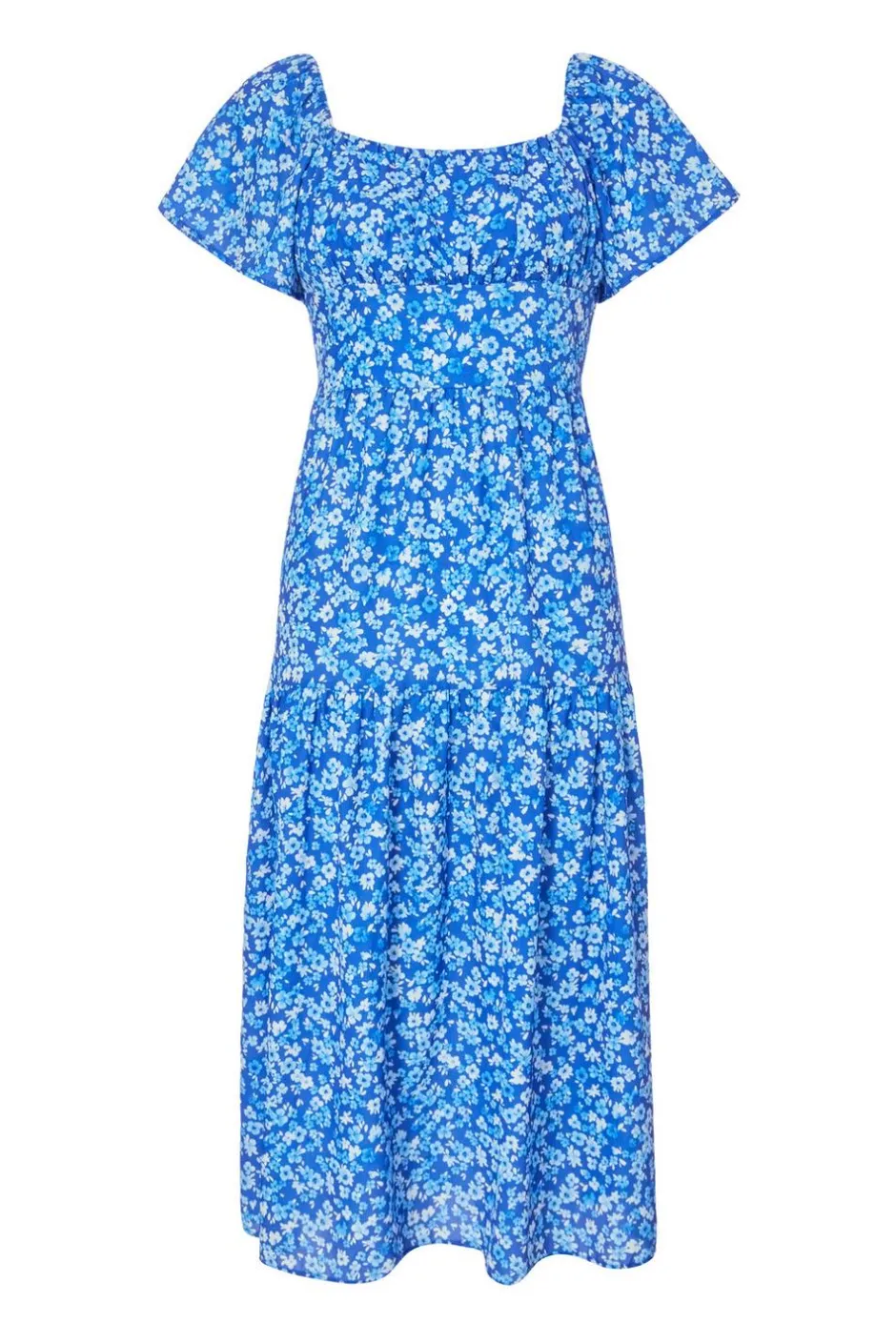 Quiz Petite Blue Floral Print Midi Dress Online