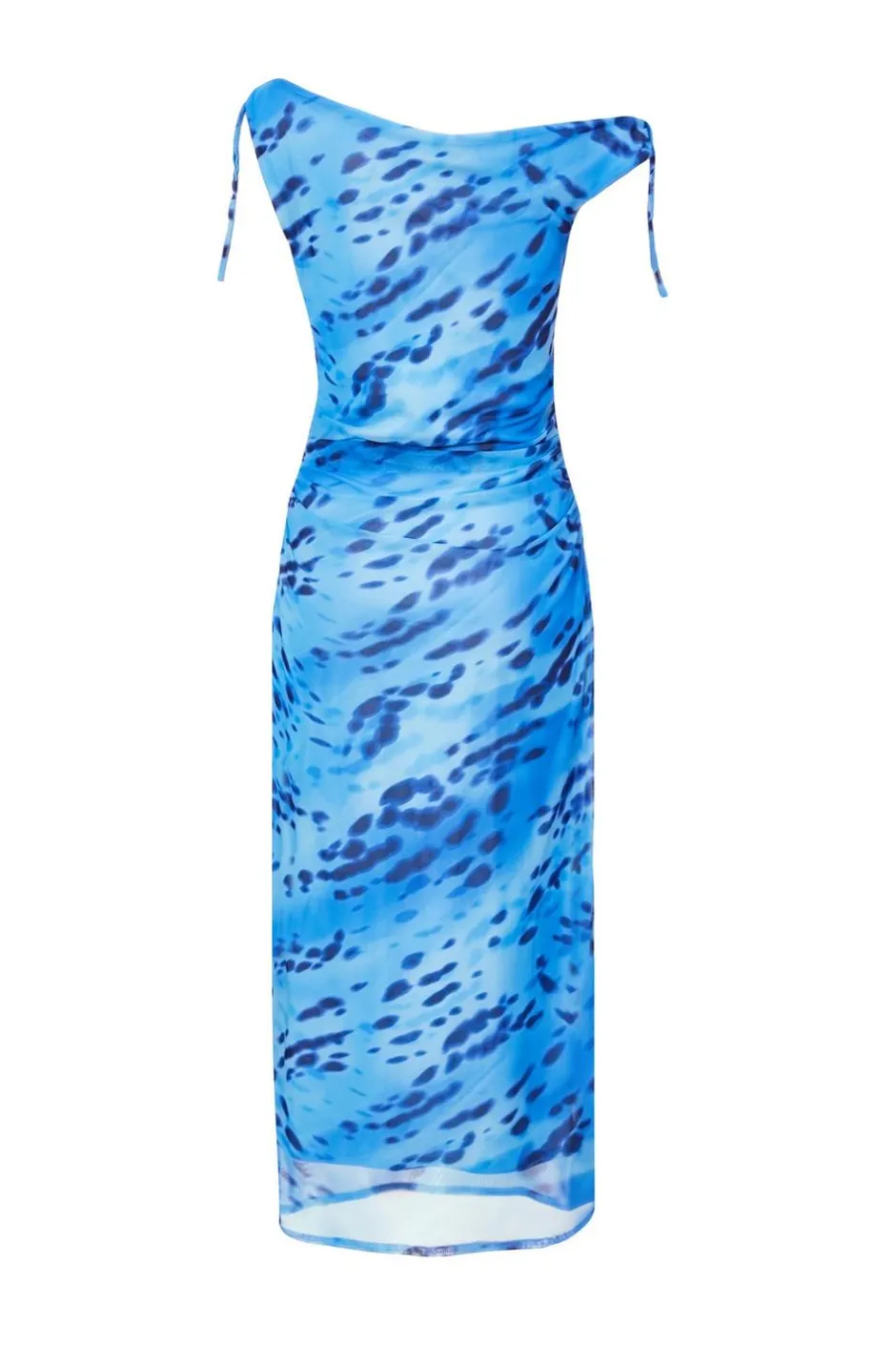 Quiz Petite Blue Mesh Animal Print Midi Dress