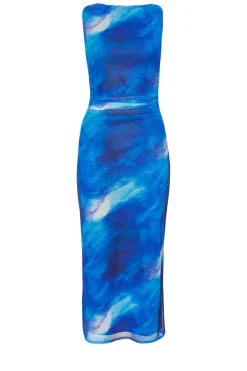Quiz Petite Blue Mesh Marble Midaxi Dress Online