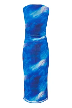 Quiz Petite Blue Mesh Marble Midaxi Dress Online