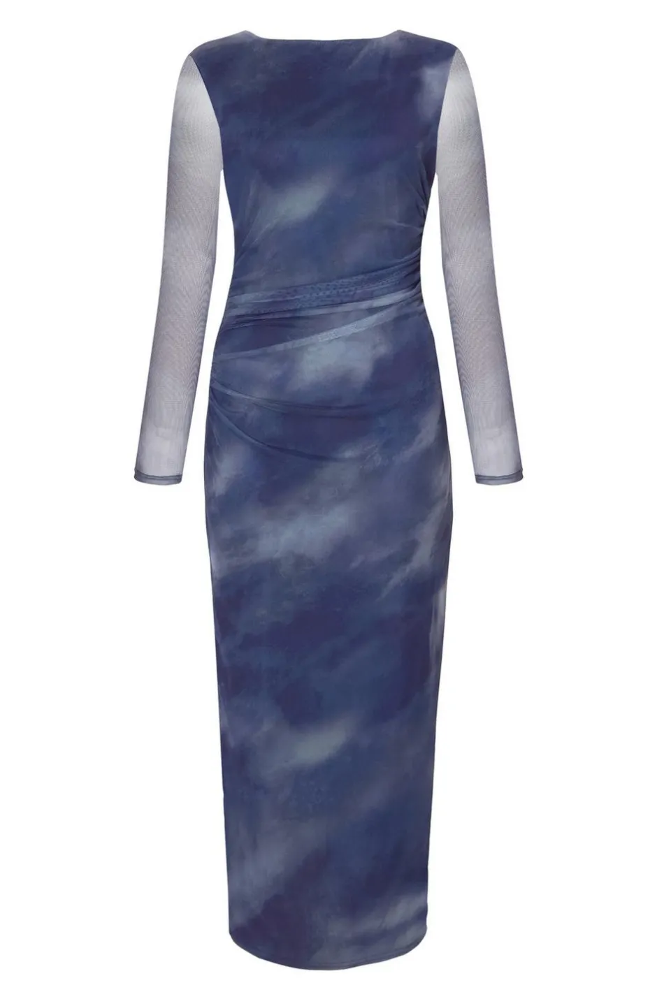 Quiz Petite Blue Printed Long Sleeve Midaxi Dress