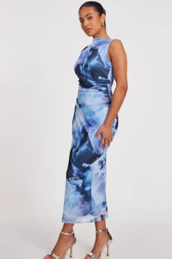 Quiz Petite Blue Printed Midaxi Dress Online