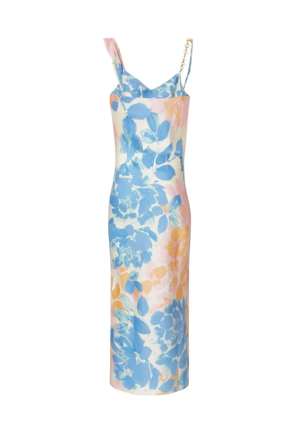 Quiz Petite Blue Satin Floral Midaxi Dress Clearance