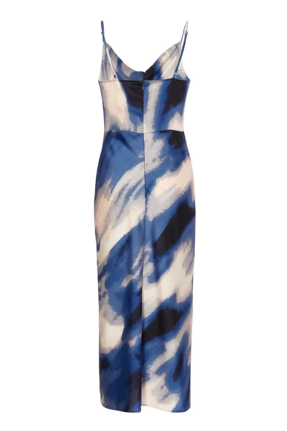Quiz Petite Blue Satin Marble Midaxi Dress New