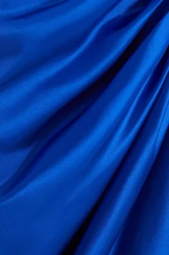 Quiz Petite Blue Satin Ruched Wrap Midi Dress Online