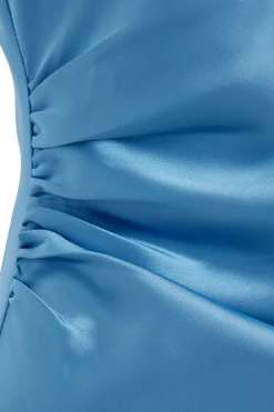 Quiz Petite Blue Satin Ruched Midaxi Dress Hot