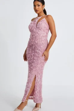 Quiz Petite One Shoulder Floral Maxi Dress Blush Outlet