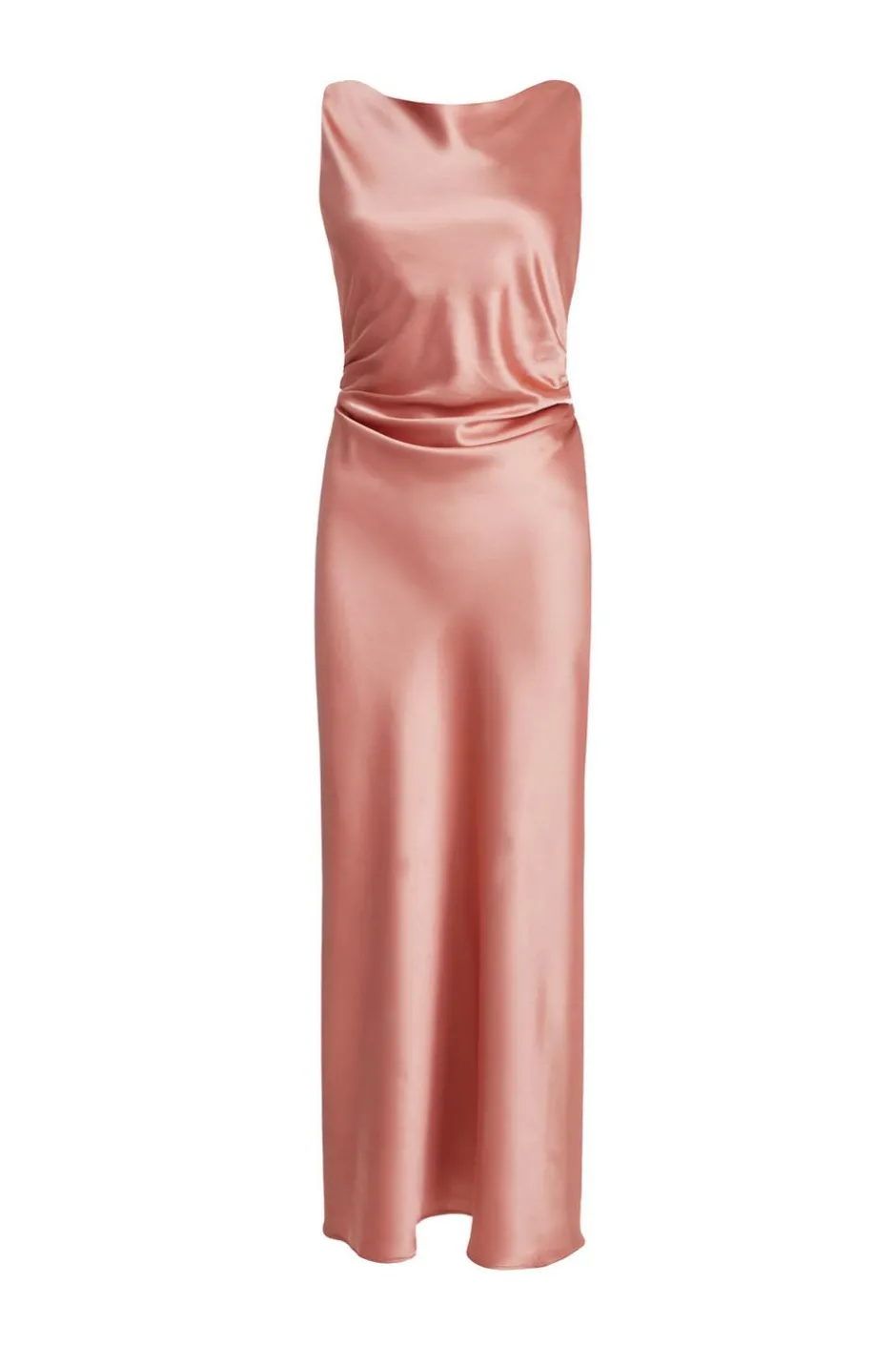 Quiz Petite Blush Satin Ruched Midaxi Dress New