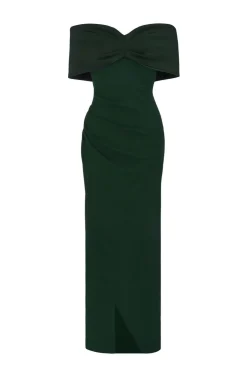 Quiz Petite Bottle Green Bardot Wrap Maxi Dress Sale