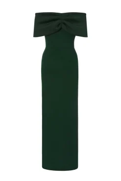 Quiz Petite Bottle Green Bardot Wrap Maxi Dress Sale