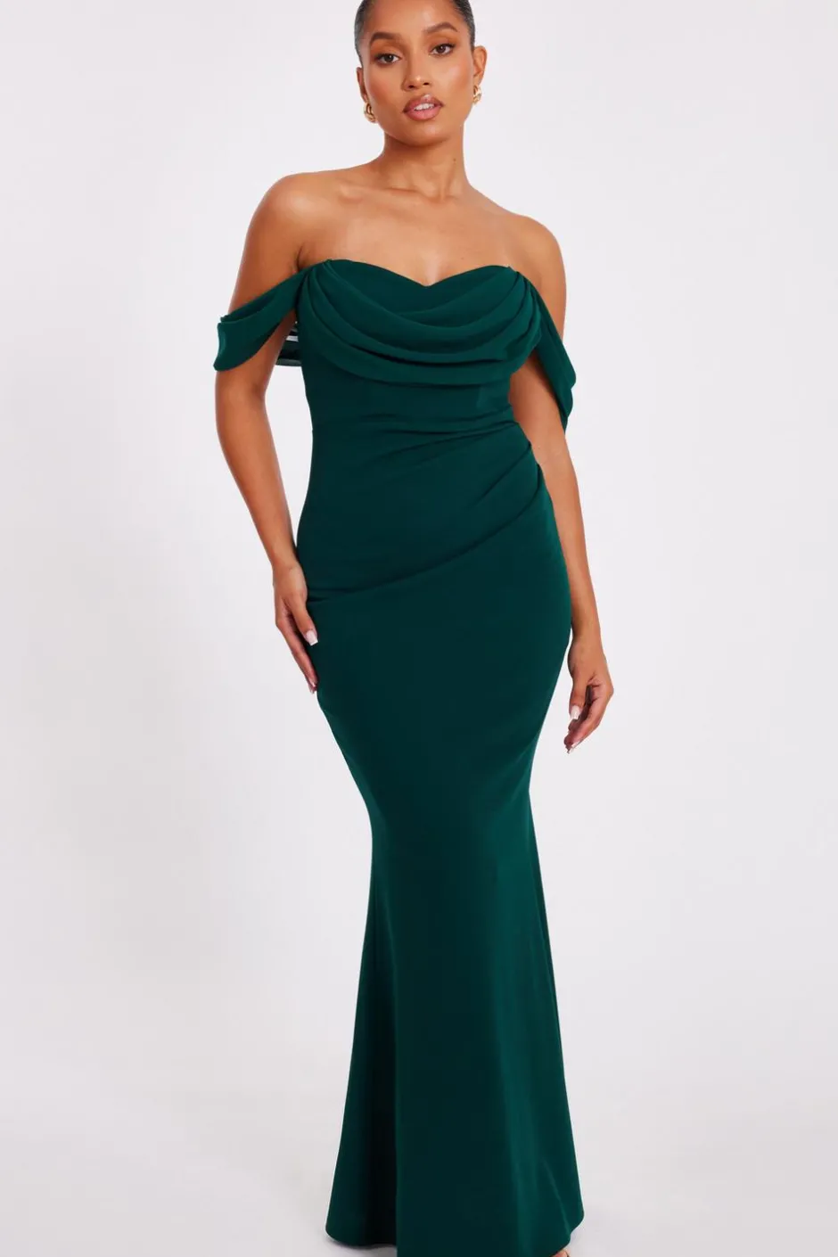 Quiz Petite Bottle Green Drop Sleeve Maxi Dress Wine Best