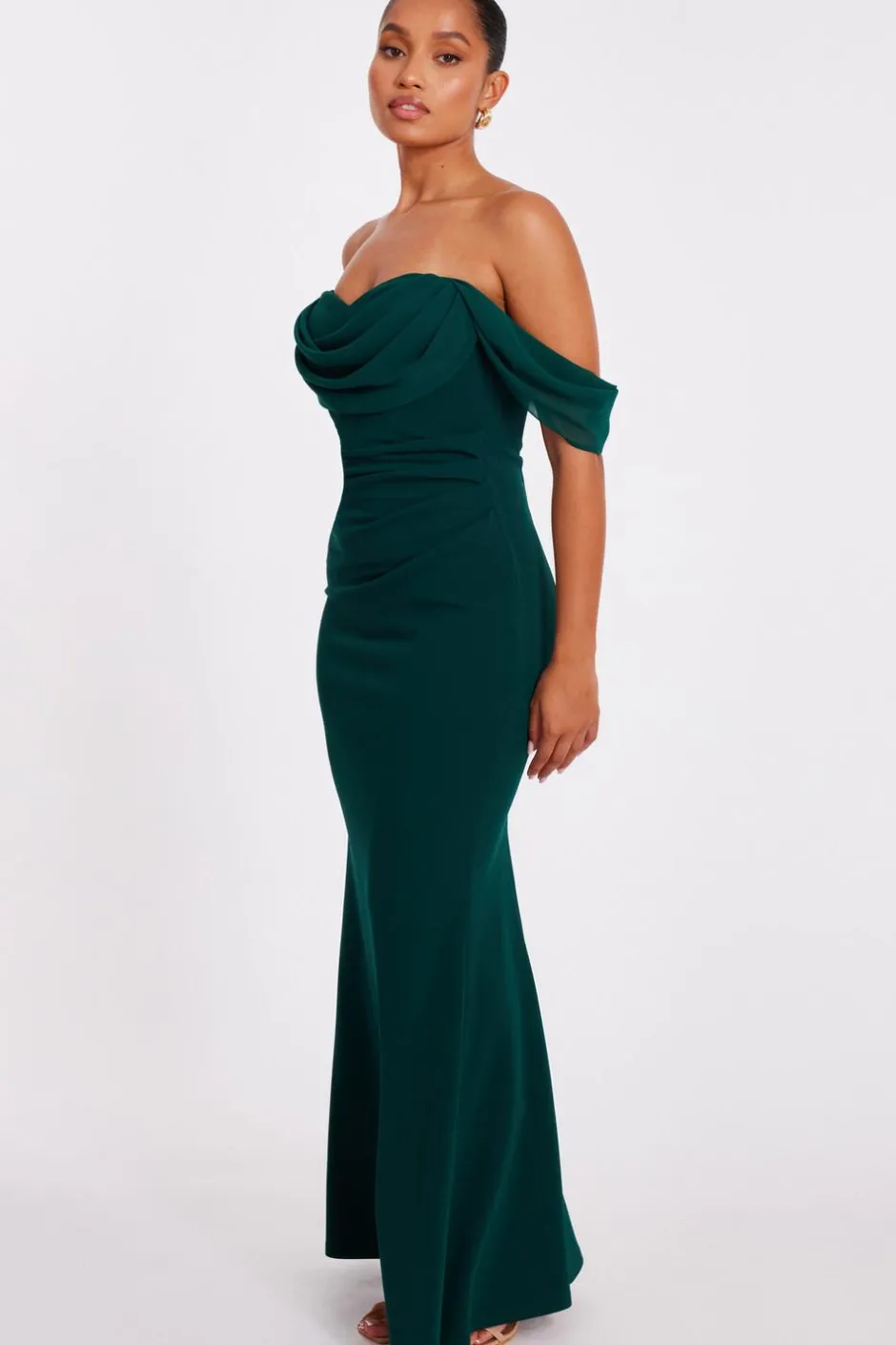 Quiz Petite Bottle Green Drop Sleeve Maxi Dress Wine Best